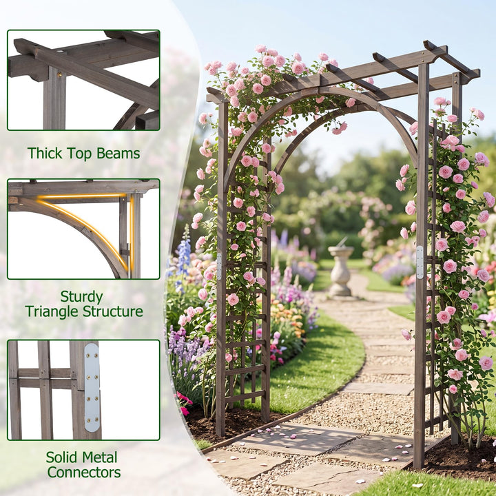 Giantex 85" Wood Garden Arch Trellis with Flat Top for Climbing Plants