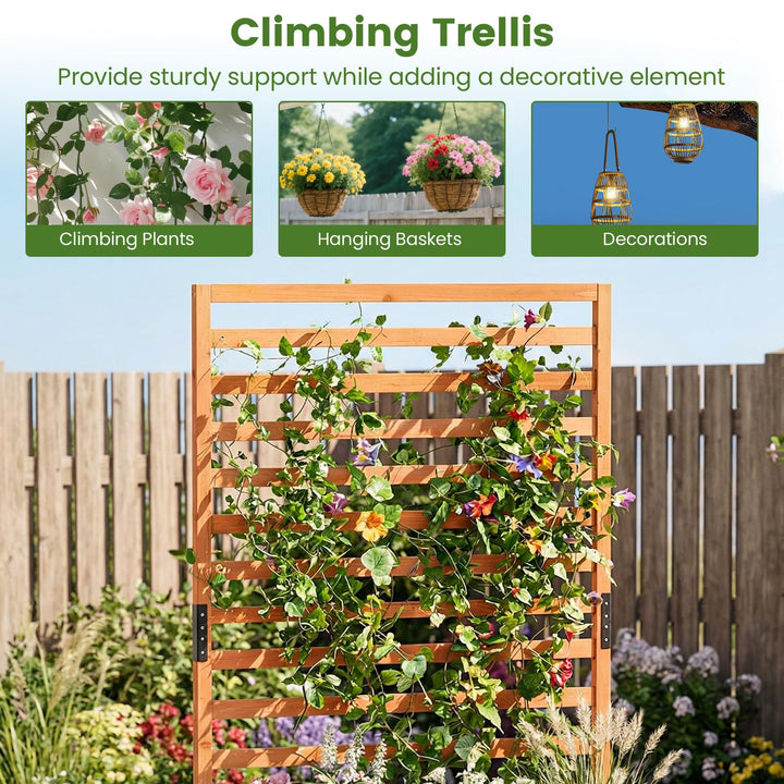 Wooden Raised Garden Bed 59 Inch Tall Elevated Planter Box with Vertical Trellis