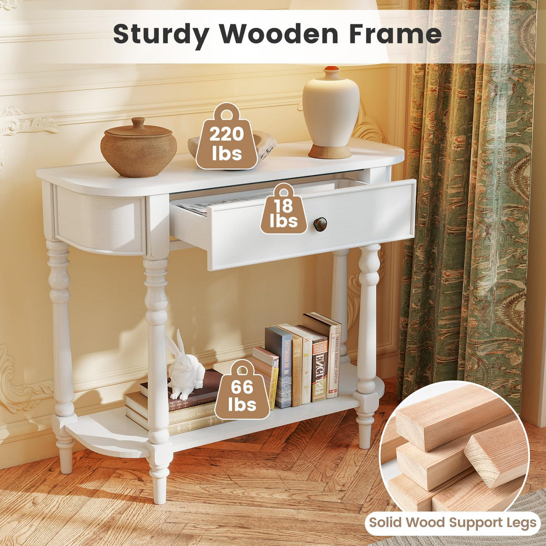 Giantex 36" Wooden Entryway Table with Storage Drawer & Open Shelf