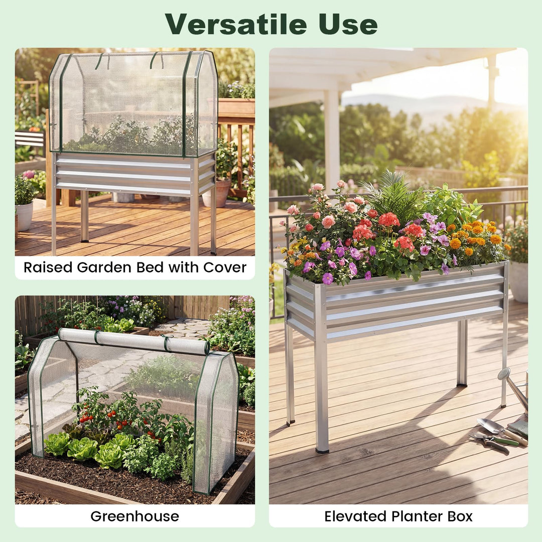 Giantex Raised Garden Bed with Legs &amp; Greenhouse Cover (1/2)