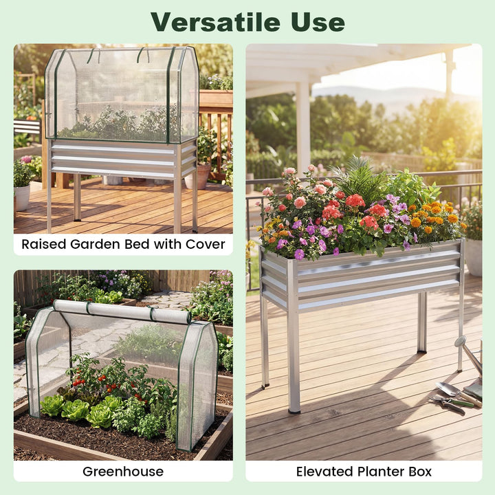 Giantex Raised Garden Bed with Legs &amp; Greenhouse Cover (1/2)