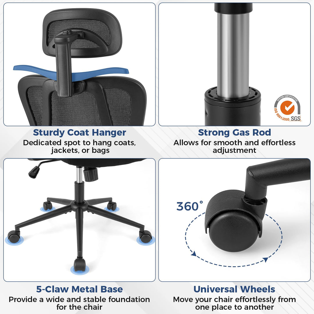 Giantex Ergonomic Office Chair with 3D Headrest and Reclining Backrest