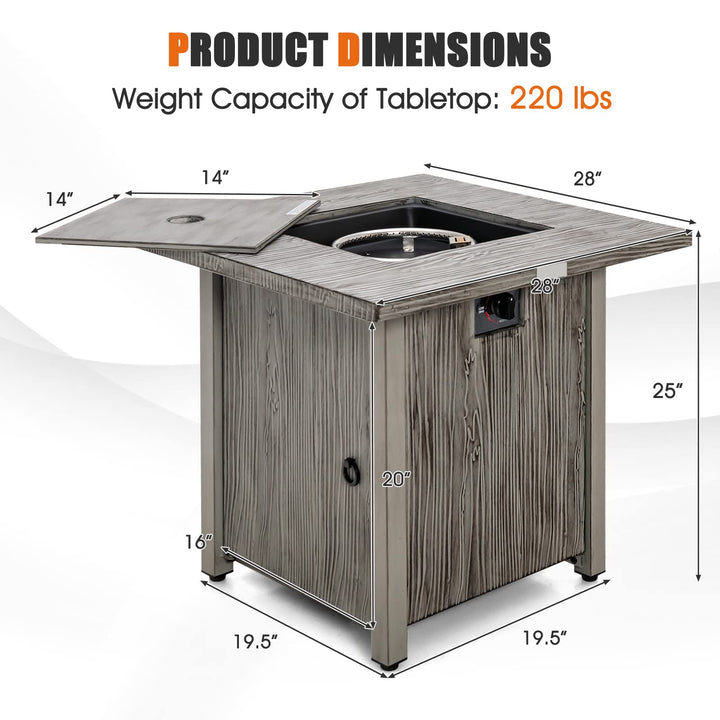 Giantex 28” Patio Fire Pit Table - 2-in-1 40,000 BTU Gas Square Fire Table