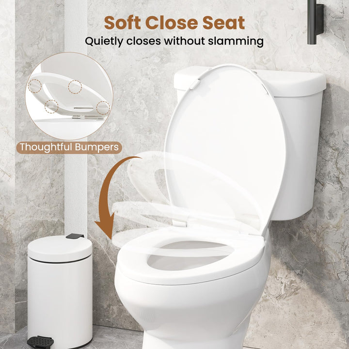 Giantex Two-Piece Elongated Toilet with 17.5" ADA Comfort Height Seat Powerful Dual Flush