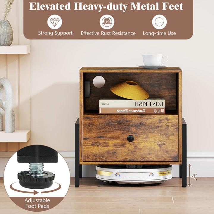 Giantex Nightstand with Charging Station