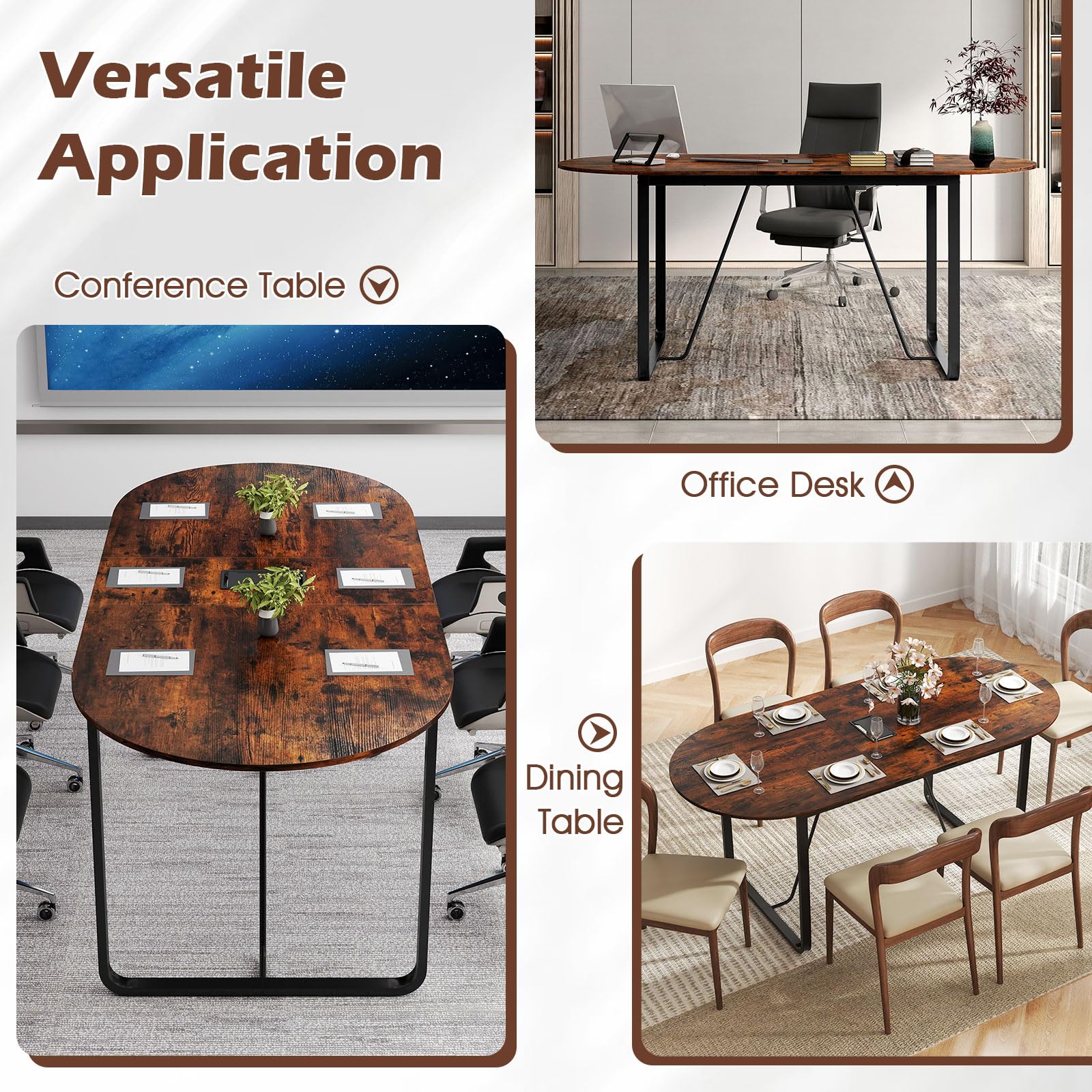 Giantex 71" Conference Table with Cable Management Grommet