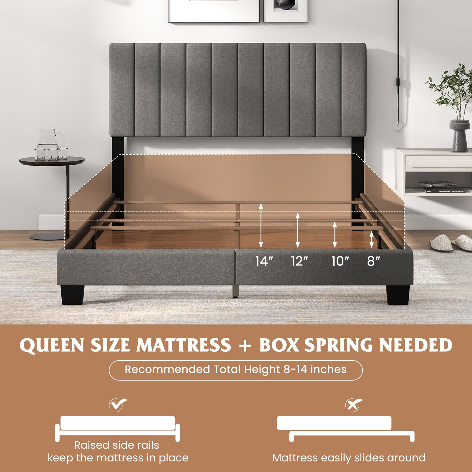 Giantex Queen Size Platform Bed Frame