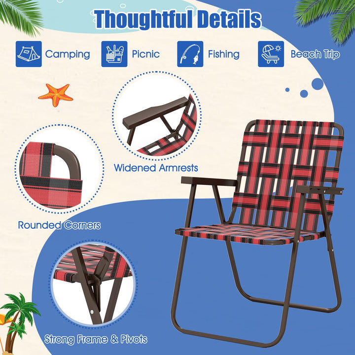 Giantex Lightweight Folding Camping Chairs, 330 LBS Beach Chairs with Armrests