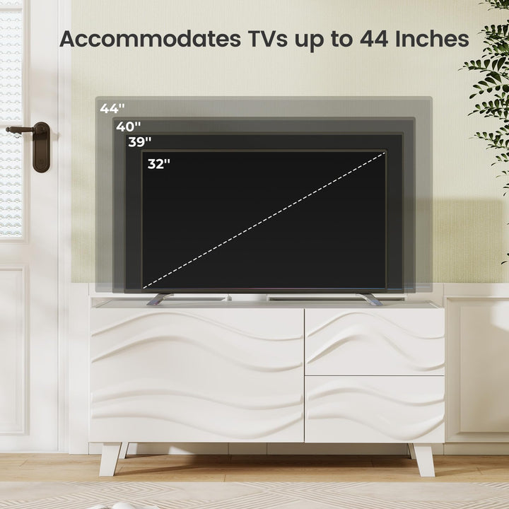Giantex White TV Stand with Storage and Drawers