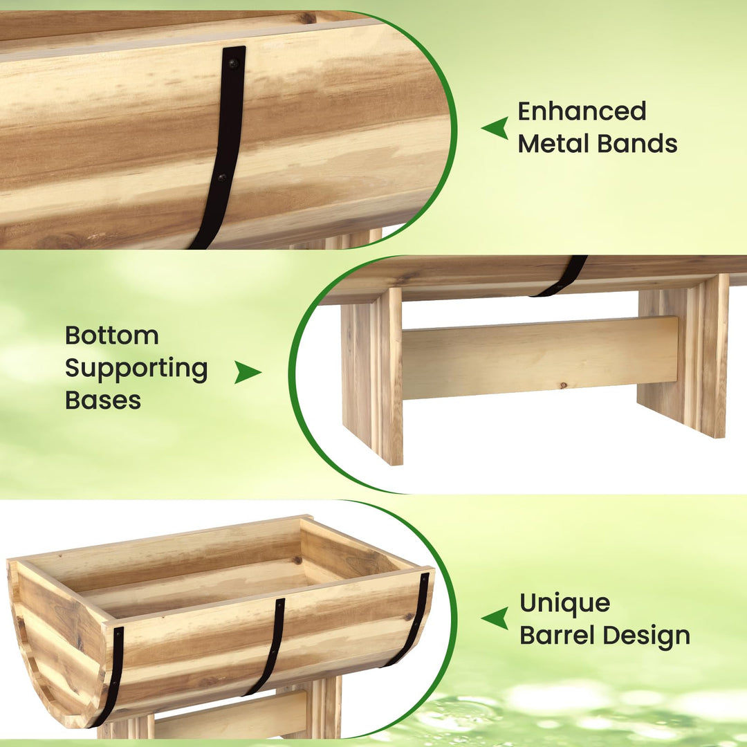 Giantex Half Barrel Raised Garden Bed for Flower Vegetable Fruit