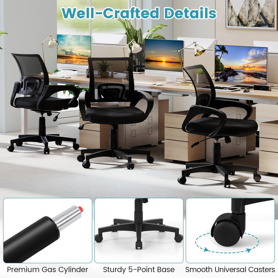 Giantex Ergonomic Mesh Office Chair | Mid-Back Computer Chair with Breathable Backrest