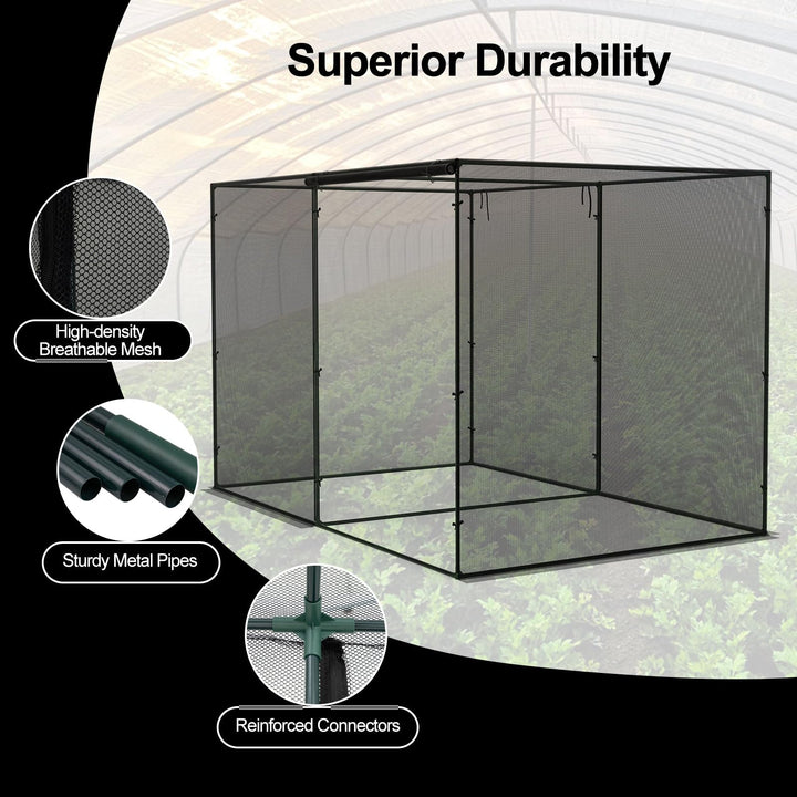 Giantex Garden Crop Cage | 10 x 6.5 x 6.5 ft Plant Netting Cover w/Zipper Doors