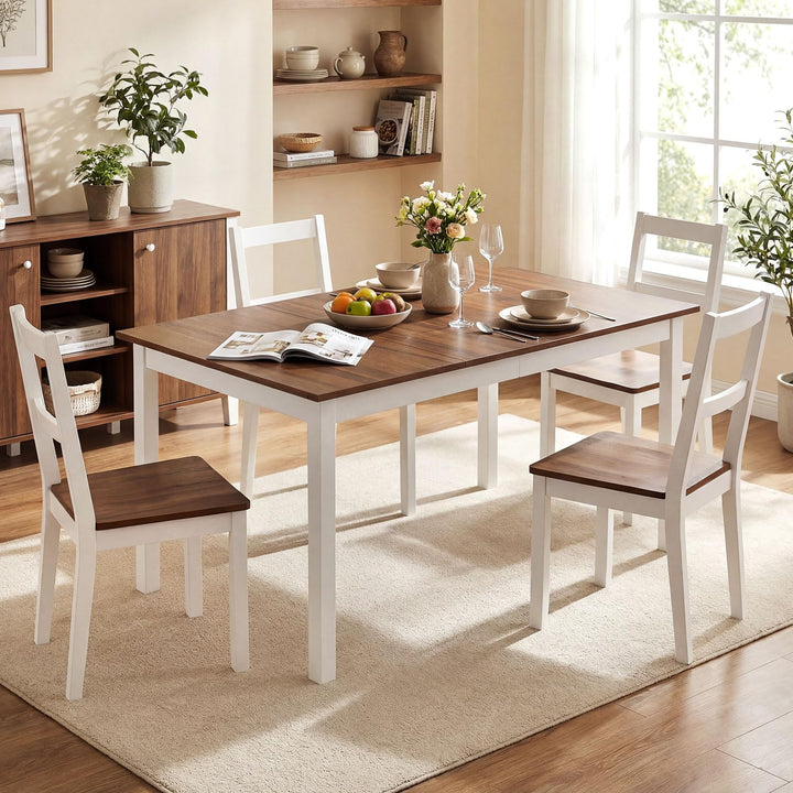Giantex 60-inches Rectangular Dinner Tables with Solid Rubber Wood Legs