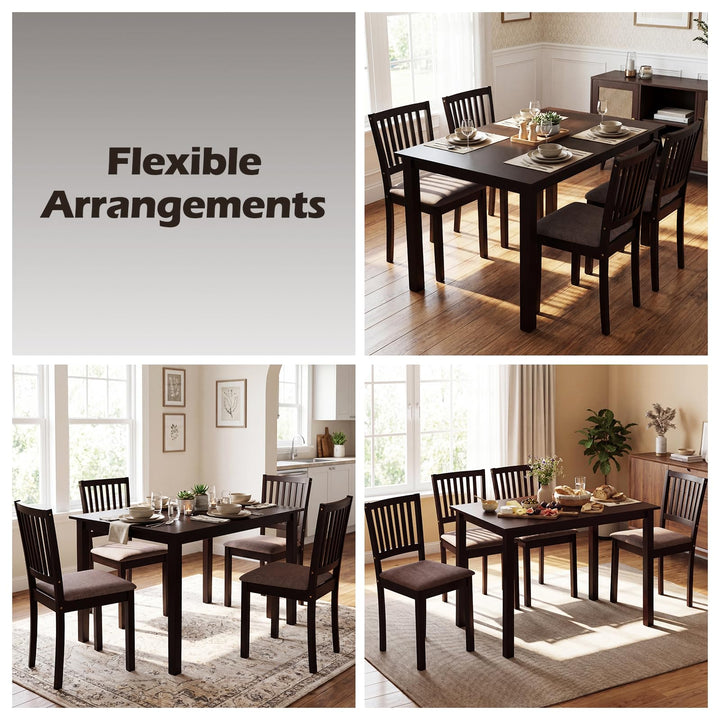 Giantex Dining Table Set for 4 | Rectangular Kitchen Table Set w/4 Upholstered Chairs