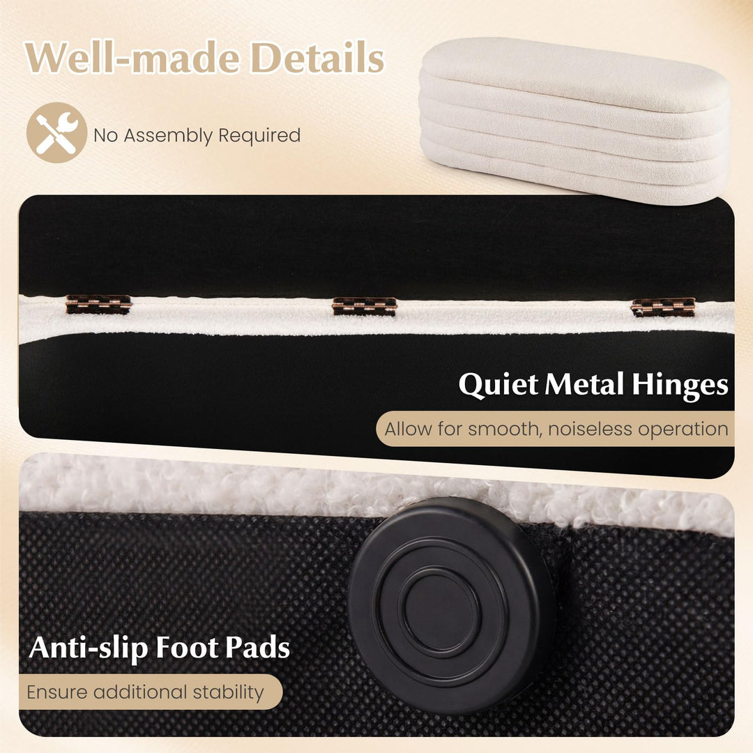 Giantex Storage Ottoman Bench | Upholstered Fabric End of Bed Storage Bench with 2 Safety Gas Struts