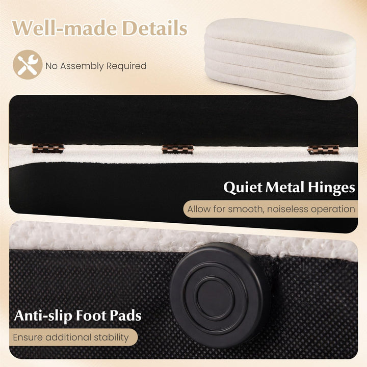 Giantex Storage Ottoman Bench | Upholstered Fabric End of Bed Storage Bench with 2 Safety Gas Struts