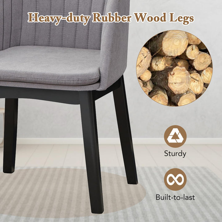 Giantex Modern Dining Chairs, Upholstered Velvet Accent Chairs w/Curved Backrests & Rubber Wood Legs