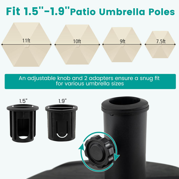 Giantex Rolling Patio Umbrella Base with Wheels and Pull Rod Fits 1.5&