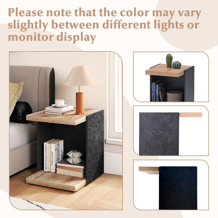 Giantex 2-Tier Sofa Side Table with Open Storage Shelf