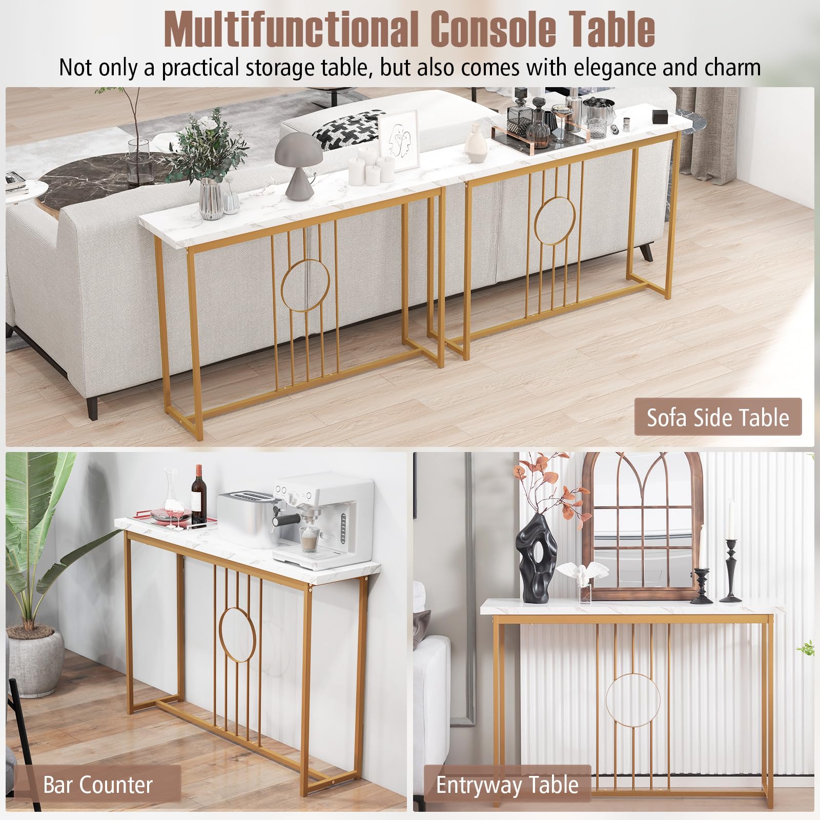 Giantex 47" Entryway Console Table - Faux Marble Console Table