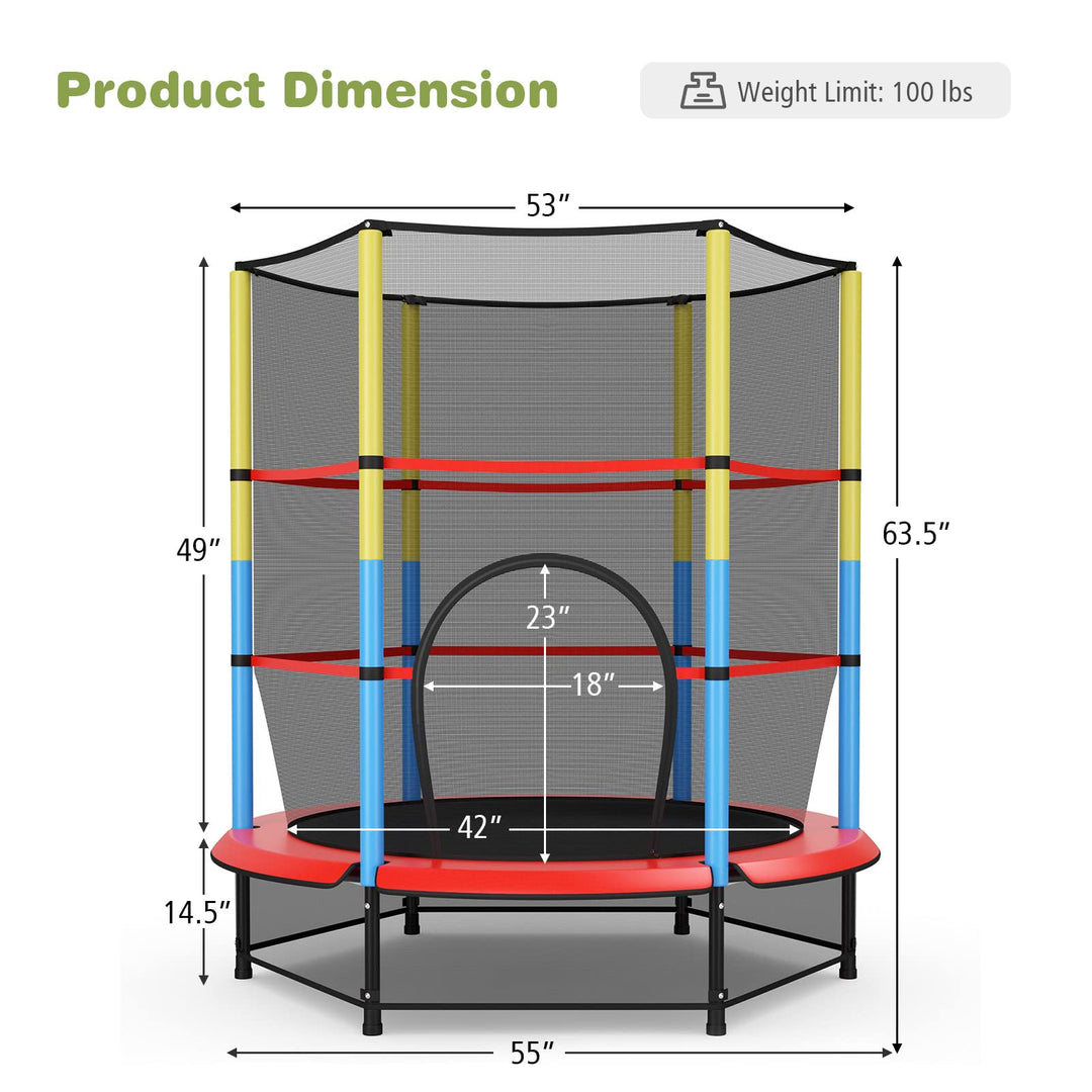 Giantex 55" Kids Trampoline with Safety Enclosure Net