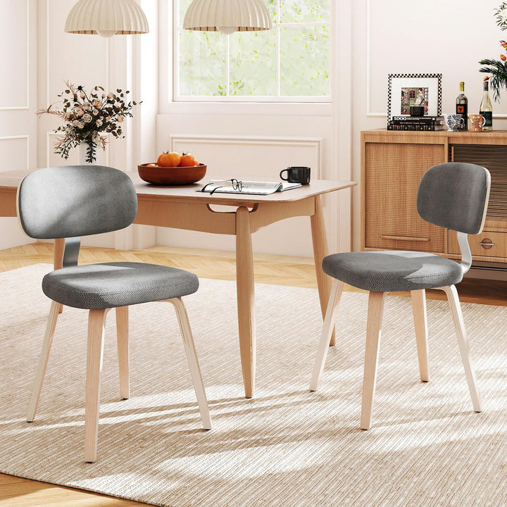 Giantex Wooden Dining Chairs Set of 2/4 Fabric Upholstered Kitchen Chairs