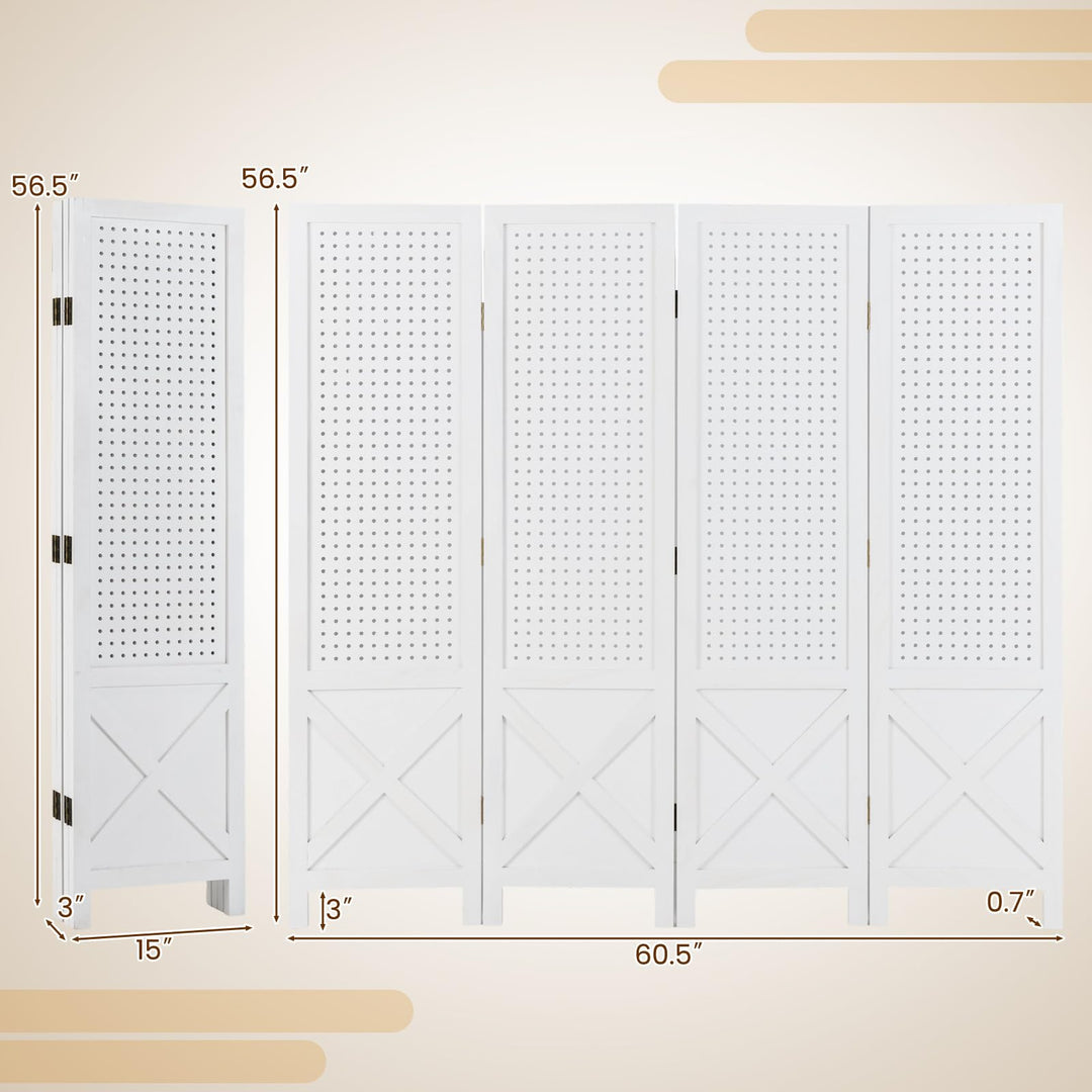Giantex 4 Panel Pegboard Room Divider for Room Separation