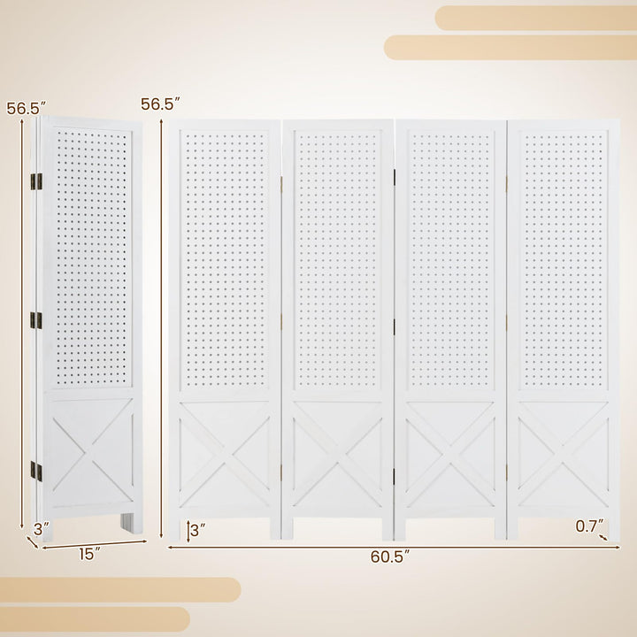Giantex 4 Panel Pegboard Room Divider for Room Separation
