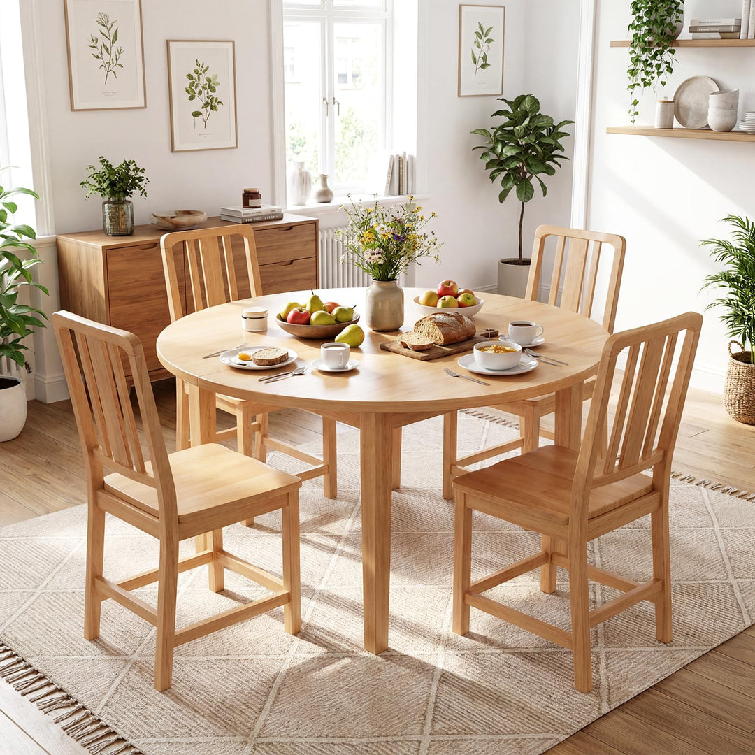 Giantex Rubber Wood Kitchen Chairs with Hollowed Backrest