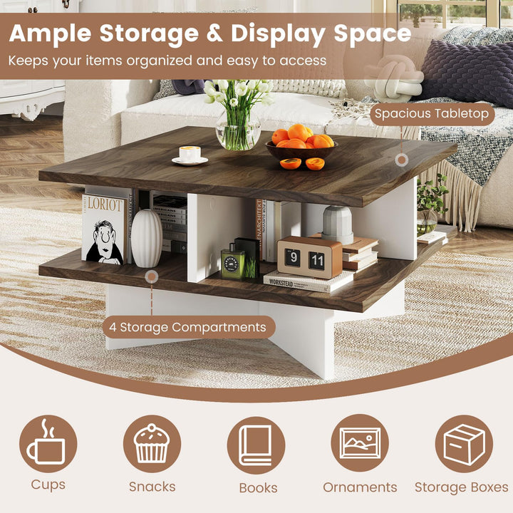 Giantex Square Coffee Table with Storage for Living Room