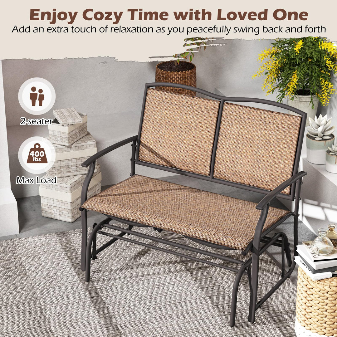 Giantex 2-Person Outdoor Rocking Chair with Metal Frame and Breathable Fabric