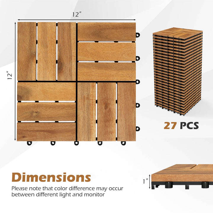 Giantex 12" x 12" Interlocking Acacia Wood Deck Tiles