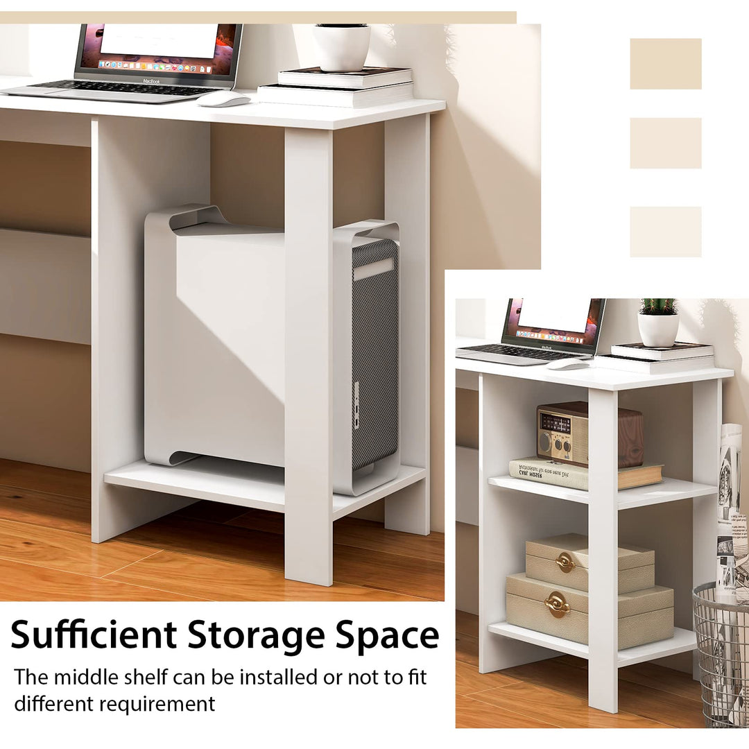 Giantex L Shaped Computer Desk, 51" Large Corner Desk with 2 Cable Holes & 2 Storage Shelves, White