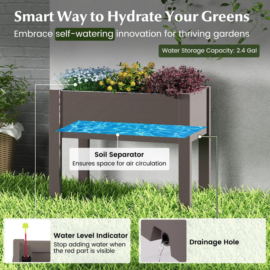 Giantex Raised Garden Bed with Legs, Self-Watering Planter Box with Water Level Indicator