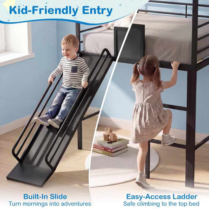 Giantex Twin Size House Loft Bed | Low Loft Bedframe w/Roof