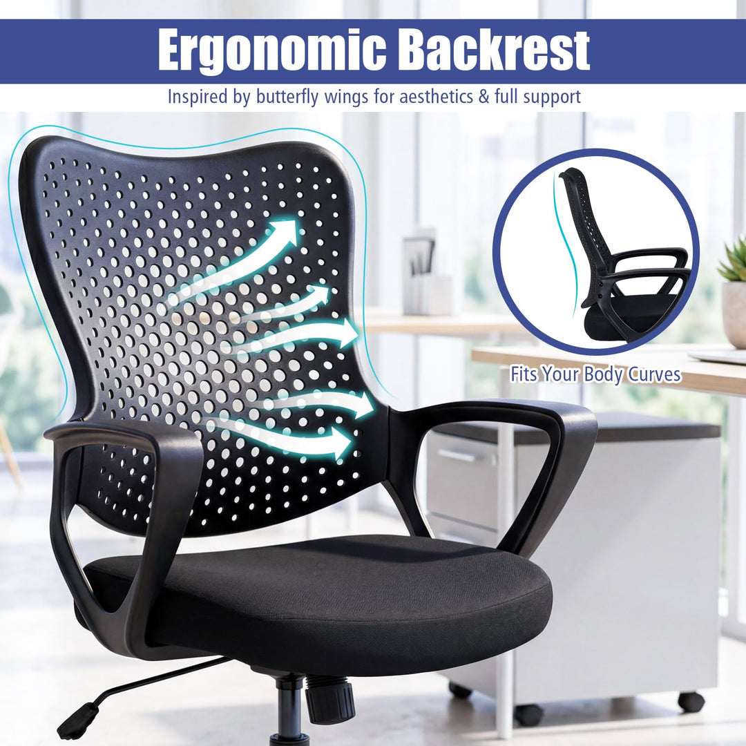 Gianetx Ergonomic Office Chair w/Breathable Butterfly Back &amp; Integrated Armrests (1/2)