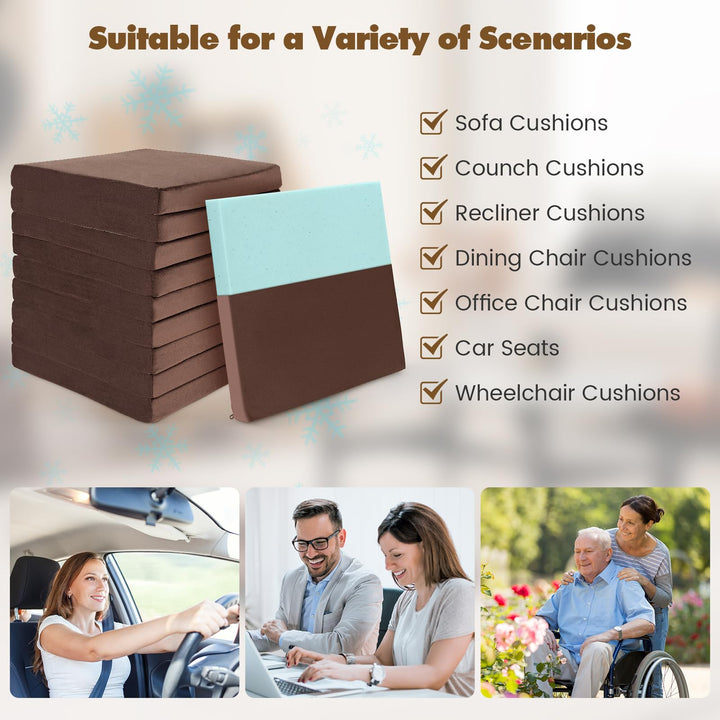 Giantex 10 Pack Gel Memory Foam Chair Cushions, 18" x 18" x 2" Square Floor Seat Cushions