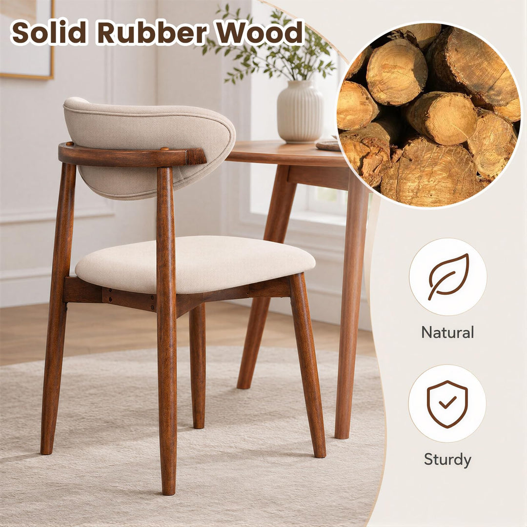 Giantex Modern Upholstered Wooden Dining Chairs with Fabric Padded Seat (2/4)
