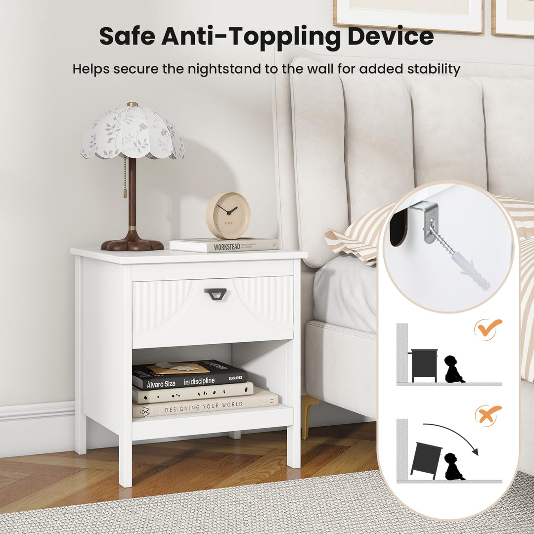 Giantex Modern Nightstand with Drawer for Bedroom Small Place