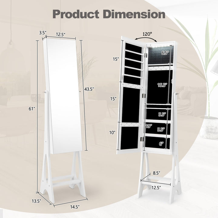 12 LEDs Jewelry Armoire Cabinet with Full-length Mirror - Giantex
