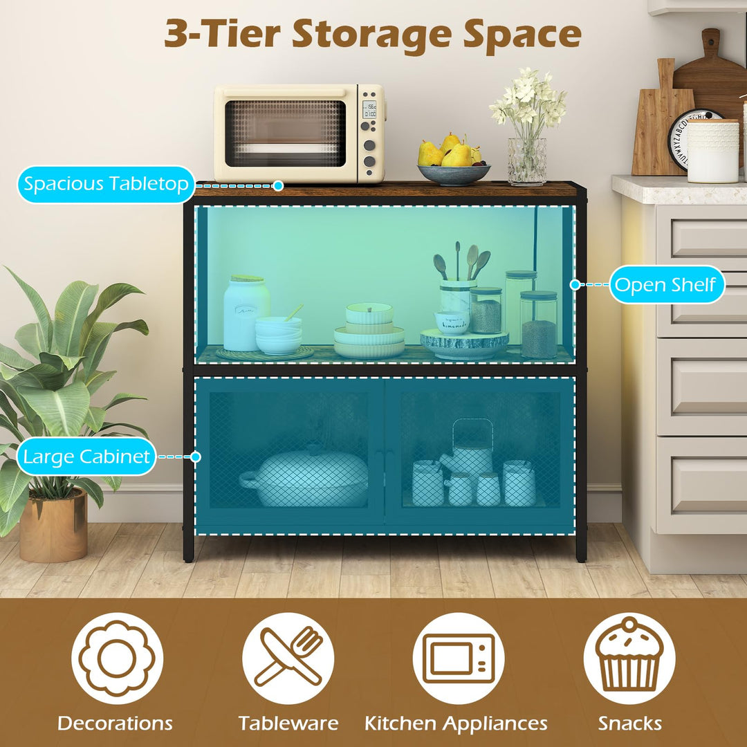 Giantex Wine Cabinet with LED Lights for Kitchen Living Room