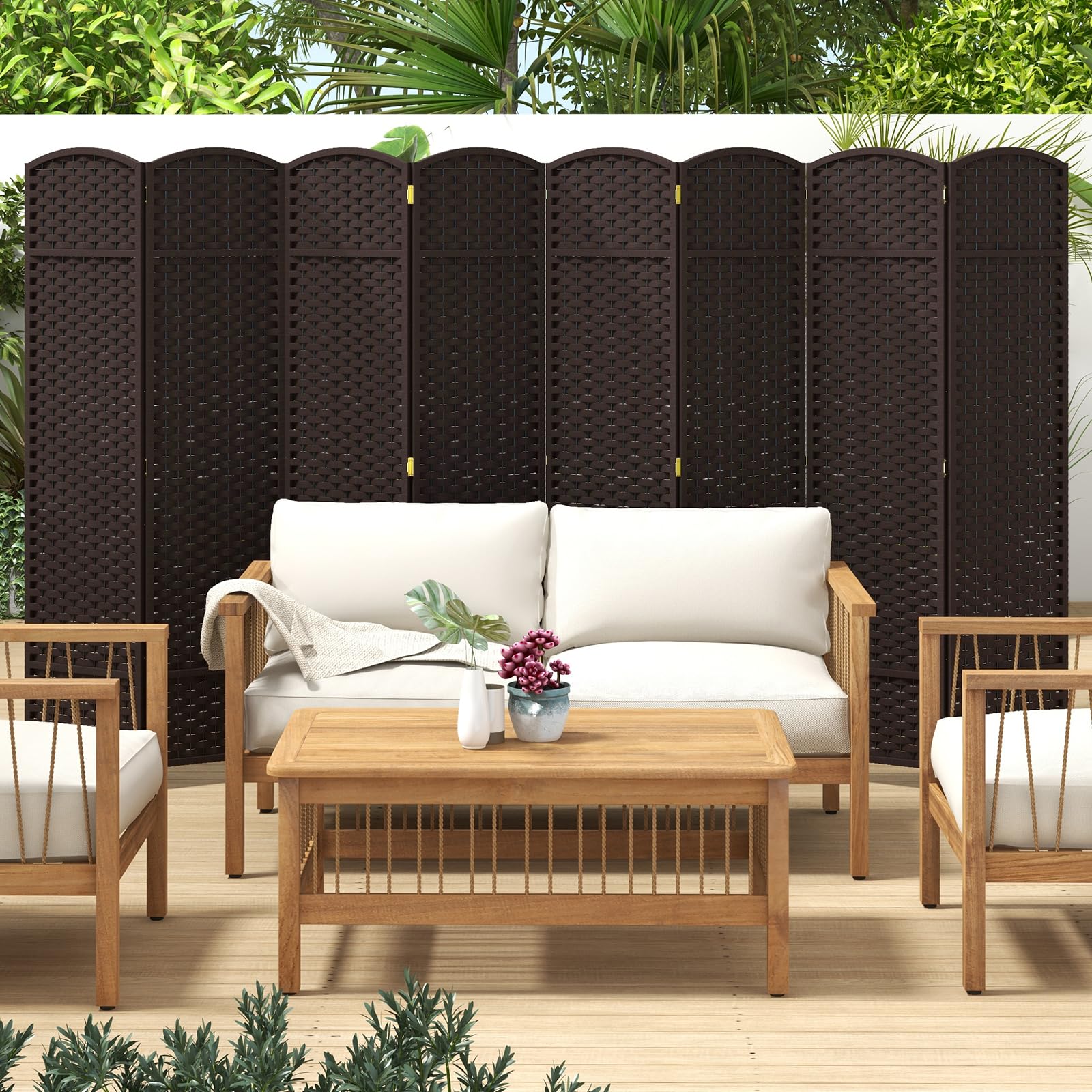 Giantex Room Divider 8 Panel, 5.6ft Folding Privacy Screen
