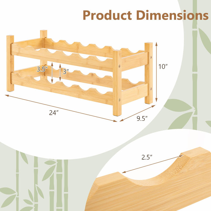 Giantex Bamboo Wine Rack, 2/3 Tier 12/18 Bottle Wine Storage Cabinet Shelf