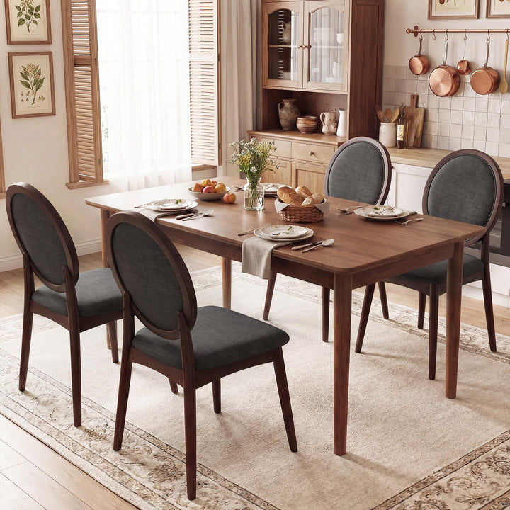 Giantex Set of 2/4 Upholstered Linen Fabric Kitchen Side Chairs with Padded Seat