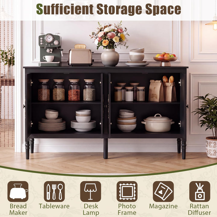 GIANTEX 58" Buffet Sideboard Cabinet w/ 4 Doors &amp; Adjustable Shelves