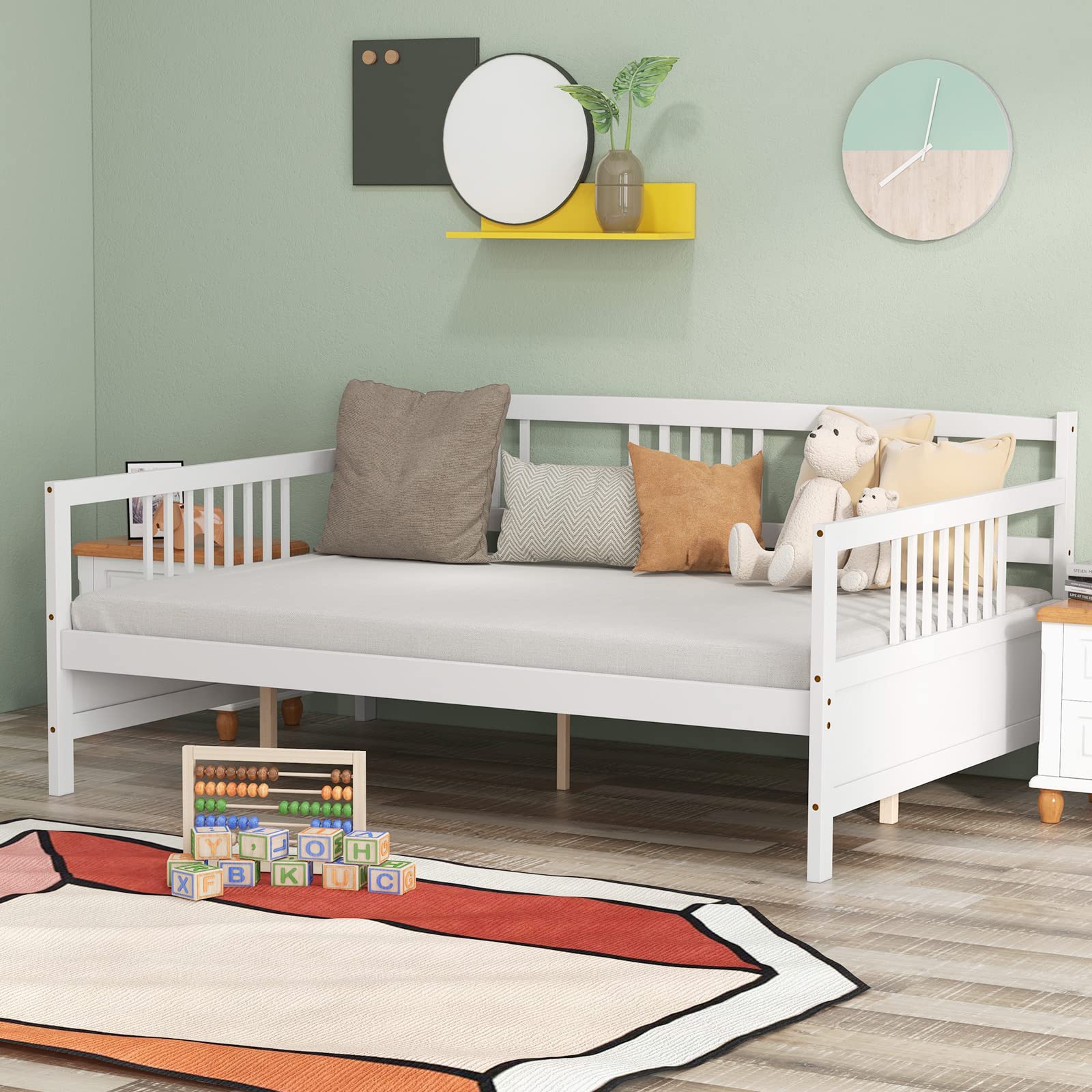 Giantex Full Size Daybed, Wooden Daybed Sofa Bed Frame with Wood Slat Support for Kids Teens (Full)