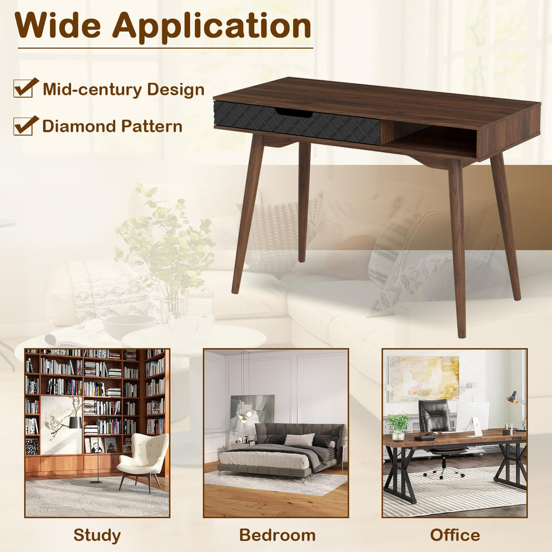 Giantex Mid Century Modern Desk 42.5" Vintage Computer Desk