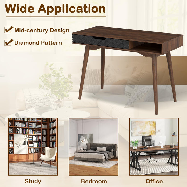 Giantex Mid Century Modern Desk 42.5" Vintage Computer Desk