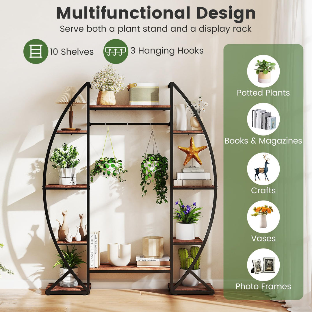tall hanging plant stand indoor Giantex Plant Stand Indoor with Grow Lights 10-Tier 63" Tall Metal Plant Shelf
