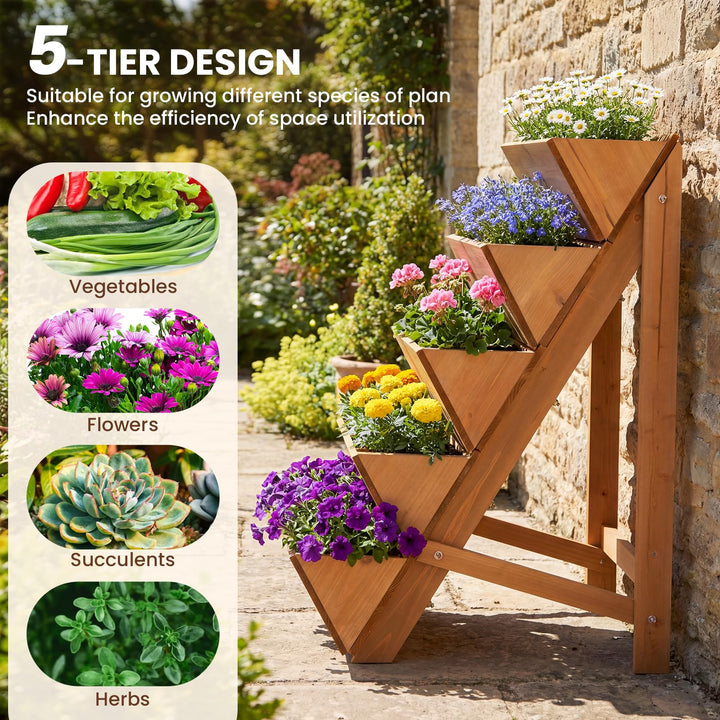 Giantex 5-Tier Wooden Vertical Raised Garden Bed